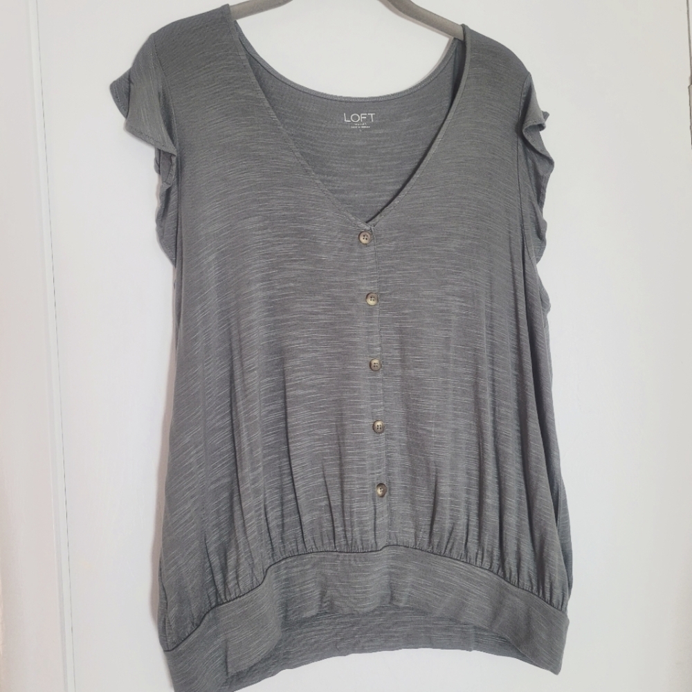 Loft Top with Ruffle & Button Details